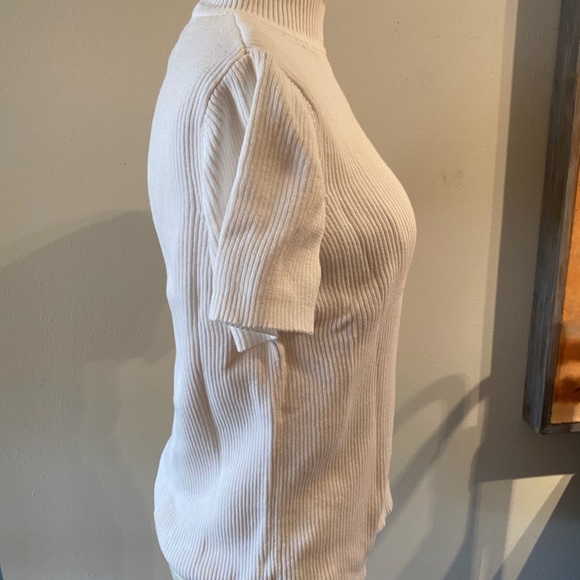 Marsh Landing Mock White Short Sleeve 100% Cotton Turtleneck Ribbed Shirt… - Picture 2 of 5